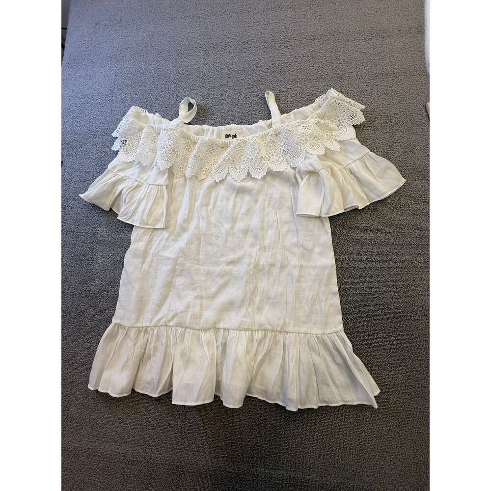 Hippie Love Women's One‎ Size White Lace Ruffle Off-Shoulder Bohemian-Style